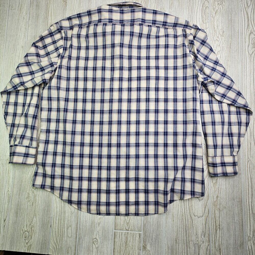 Vintage Kingsport Plaid Button Up Shirt Mens XL Blue And Tan - Picture 6 of 6